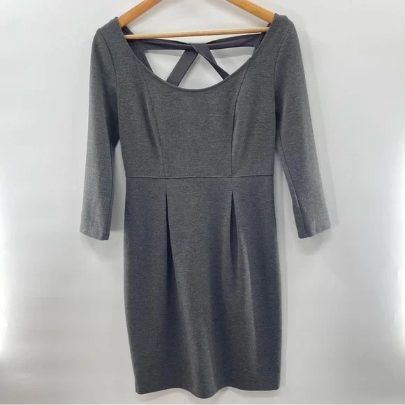 Club Monaco Gray 3/4 Sleeve Knee Length Dress Size Medium - Picture 1 of 9